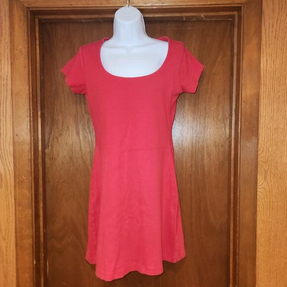 Vintage Y2K Moda International Red Jersey Fitted Dress Sz M - Picture 1 of 4